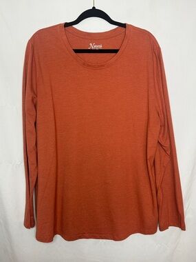 Natural Reflections Long-Sleeve Crewneck Top - Rust Orange